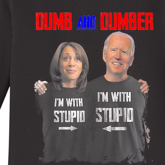 Dumb And Dumber Haris And Biden Vote For Trump 2024 Baby Long Sleeve Bodysuit