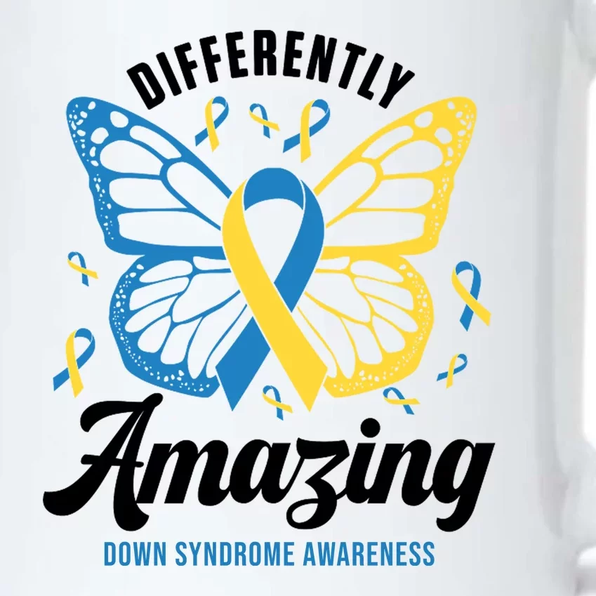 Differently Amazing Down Syndrome Awareness Butterfly Ribbon Black Color Changing Mug