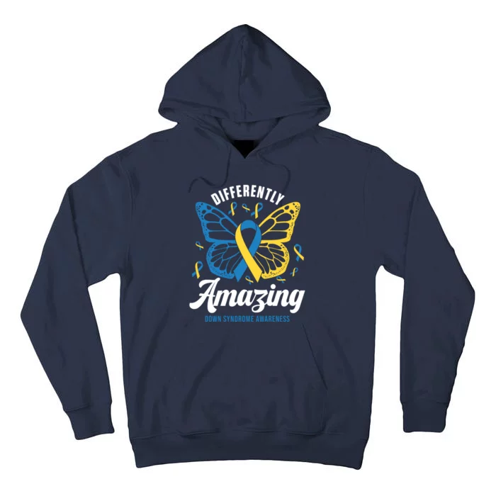 Differently Amazing Down Syndrome Awareness Butterfly Ribbon Tall Hoodie