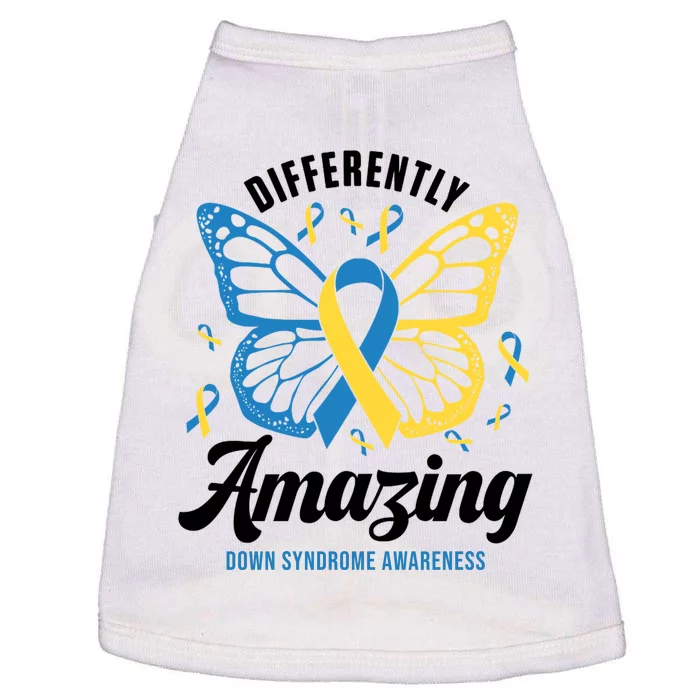 Differently Amazing Down Syndrome Awareness Butterfly Ribbon Doggie Tank