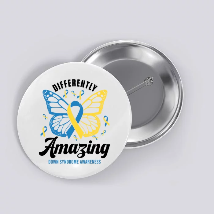 Differently Amazing Down Syndrome Awareness Butterfly Ribbon Button