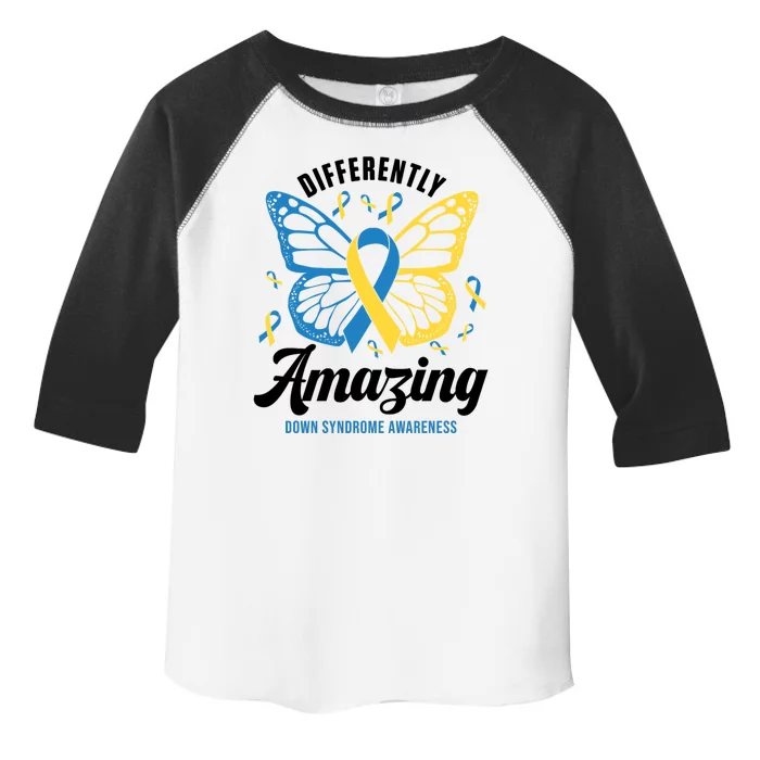 Differently Amazing Down Syndrome Awareness Butterfly Ribbon Toddler Fine Jersey T-Shirt