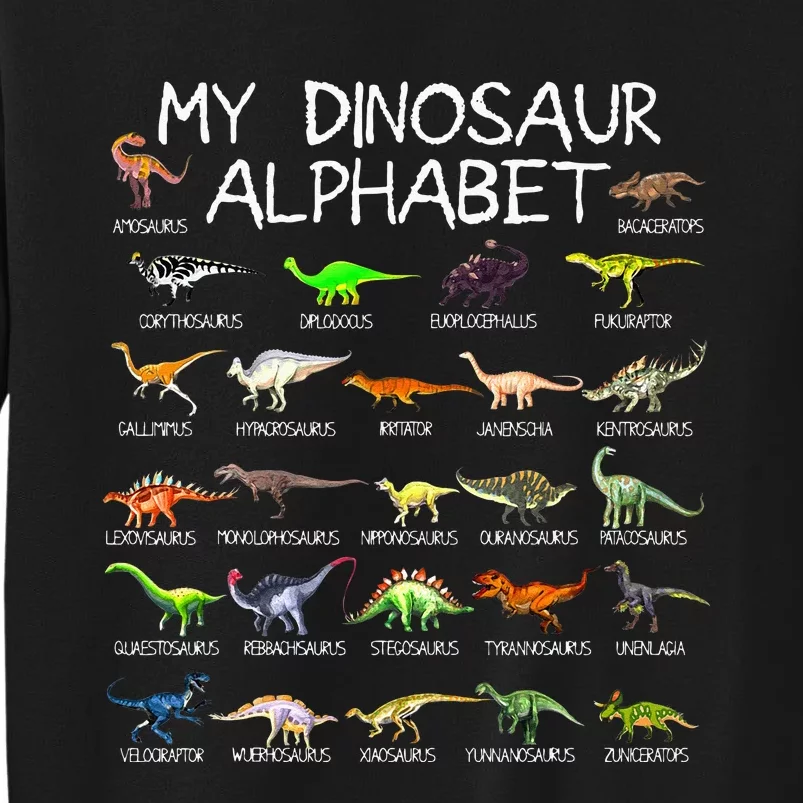 Dinosaur Alphabet Dino ABC For Kids Men Women Dinosaur Tall Sweatshirt