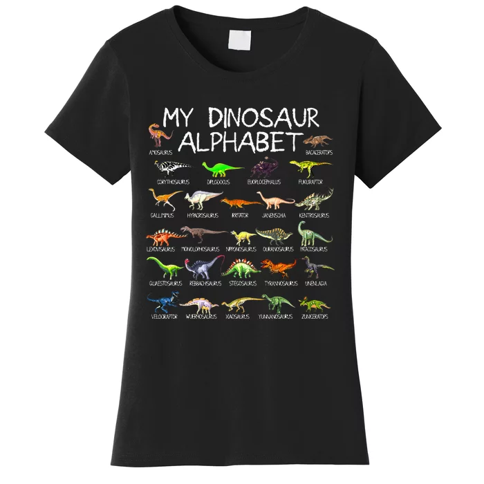 Dinosaur Alphabet Dino ABC For Kids Men Women Dinosaur Women's T-Shirt