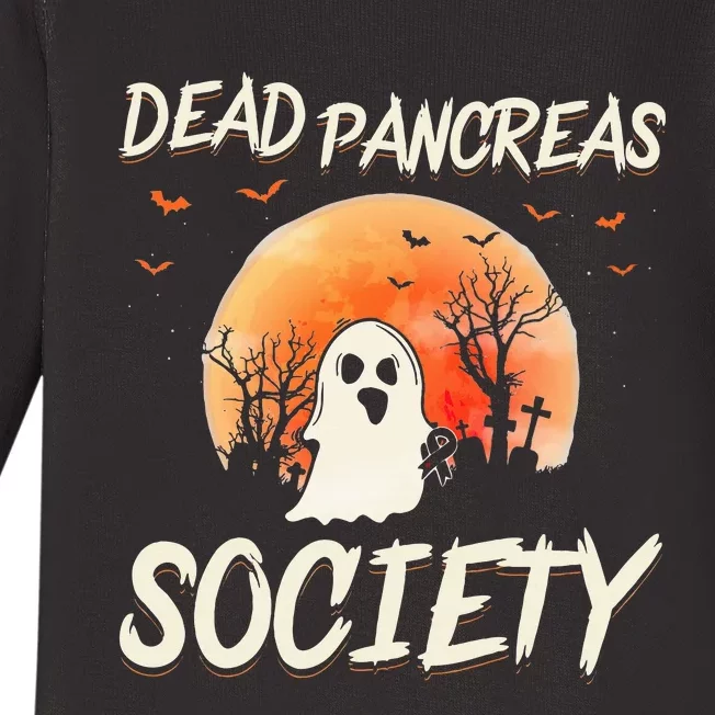 Diabetes Awareness Dead Pancreas Society Halloween Ghost Baby Long Sleeve Bodysuit