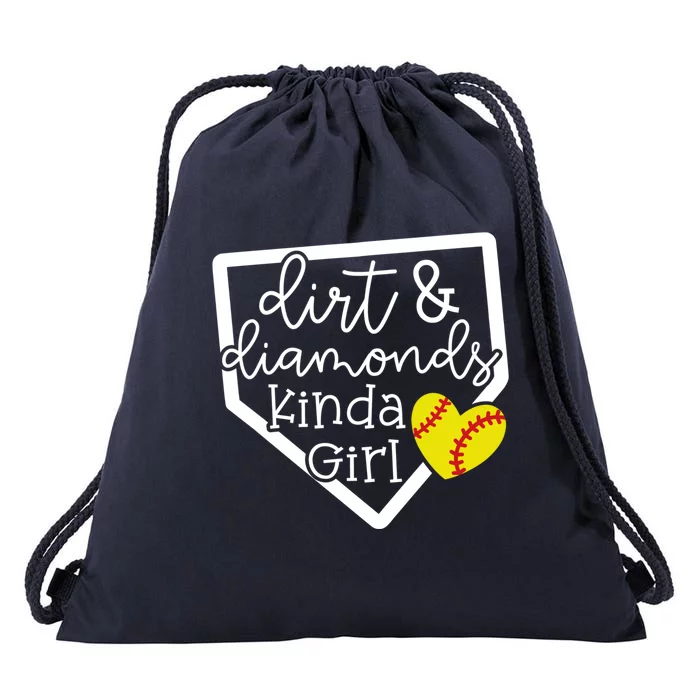 Dirt And Diamonds Kinda Girl Baseball Softball Mom Meaningful Gift Drawstring Bag