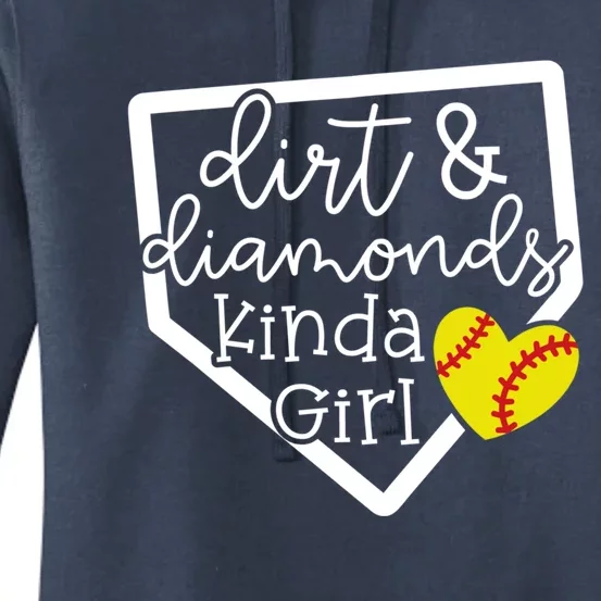 Dirt And Diamonds Kinda Girl Baseball Softball Mom Meaningful Gift Women's Pullover Hoodie