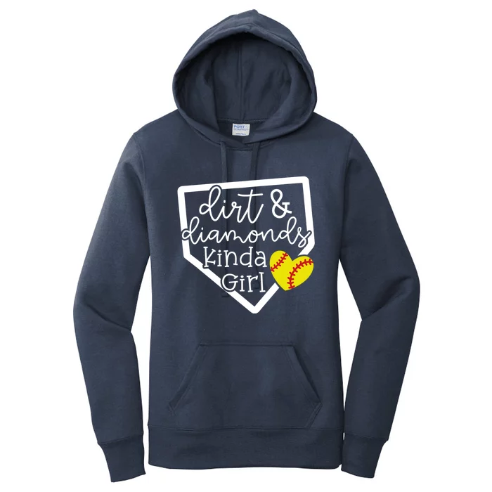 Dirt And Diamonds Kinda Girl Baseball Softball Mom Meaningful Gift Women's Pullover Hoodie