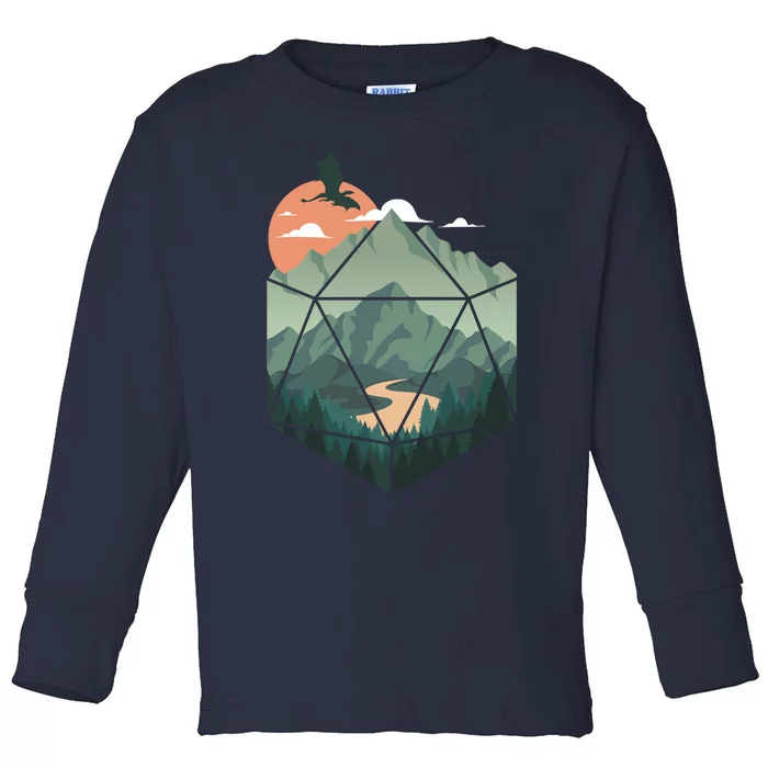 D20 Art Dungeons Lover Fantasy Gaming Toddler Long Sleeve Shirt