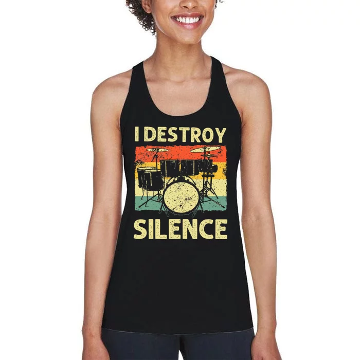 Drumming Art Drumline Drum Set Drummer Women's Racerback Tank