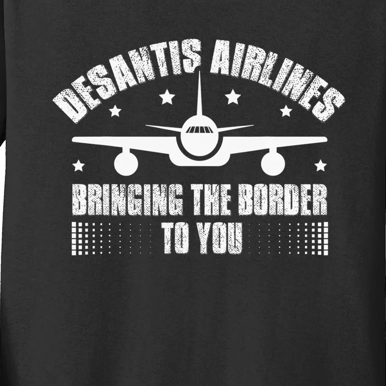 Desantis Airlines Distress Flag Bringing The Border To You Kids Long Sleeve Shirt