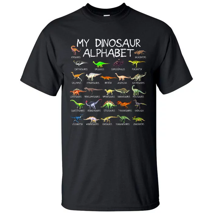 Dinosaur Alphabet Dino ABC For Kids Men Women Dinosaur Tall T-Shirt