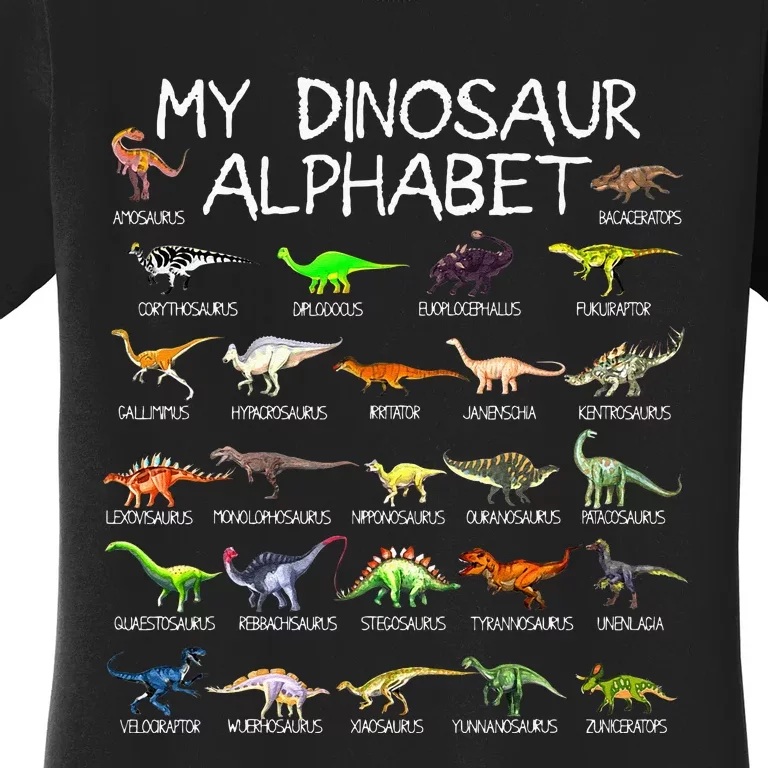 Dinosaur Alphabet Dino ABC For Kids Men Women Dinosaur Women's T-Shirt