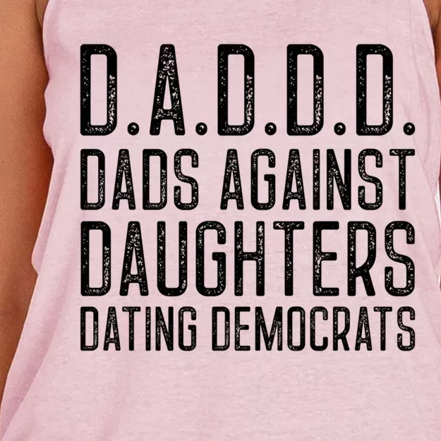 D A D D D Meaningful Gift Dads Against Daughters Dating Democrats Cute Gift Women's Knotted Racerback Tank