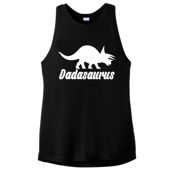 Dadasaurus Dinosaur Father's Day Ladies Tri-Blend Wicking Tank