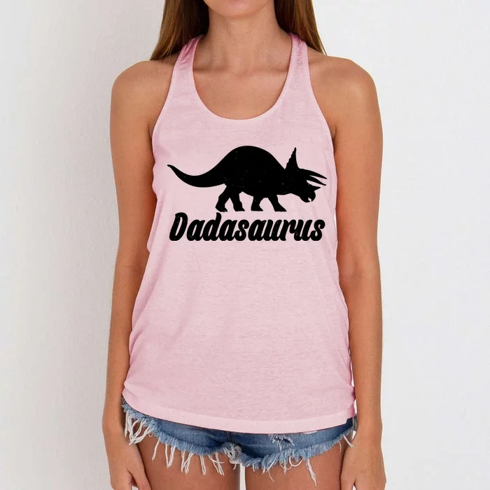 Dadasaurus Dinosaur Father's Day Women's Knotted Racerback Tank