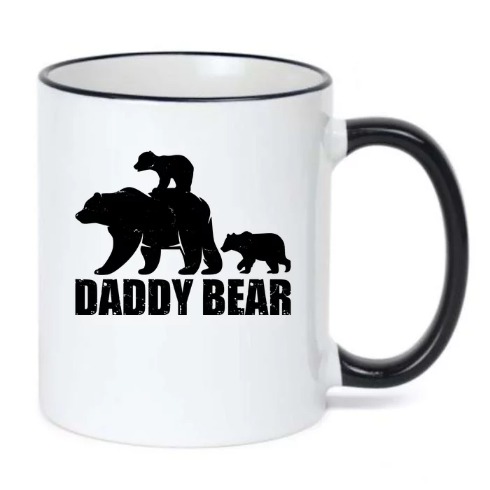 Daddy Bear With Twin Cubs Father's Day Black Color Changing Mug