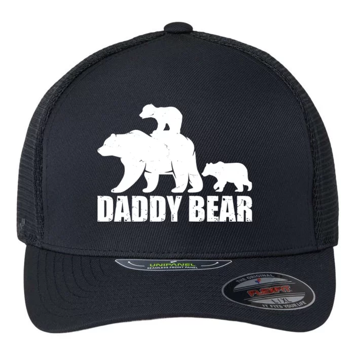 Daddy Bear With Twin Cubs Father's Day Flexfit Unipanel Trucker Cap