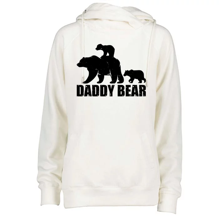 Daddy Bear With Twin Cubs Father's Day Womens Funnel Neck Pullover Hood