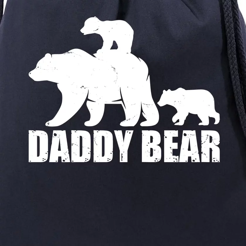 Daddy Bear With Twin Cubs Father's Day Drawstring Bag