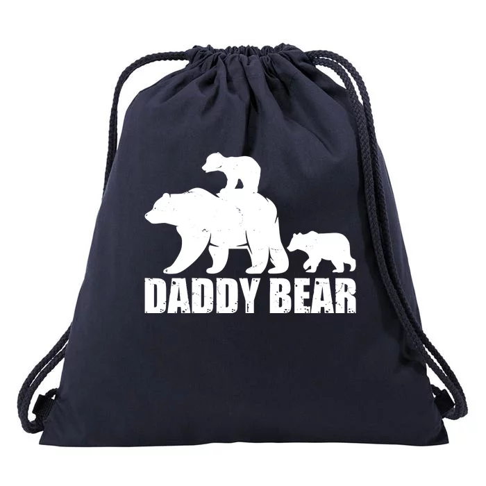 Daddy Bear With Twin Cubs Father's Day Drawstring Bag