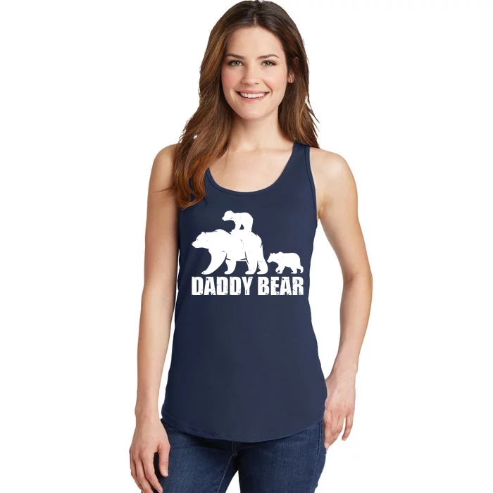 Daddy Bear With Twin Cubs Father's Day Ladies Essential Tank