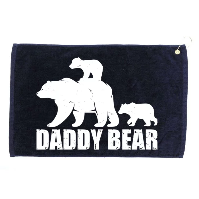 Daddy Bear With Twin Cubs Father's Day Grommeted Golf Towel