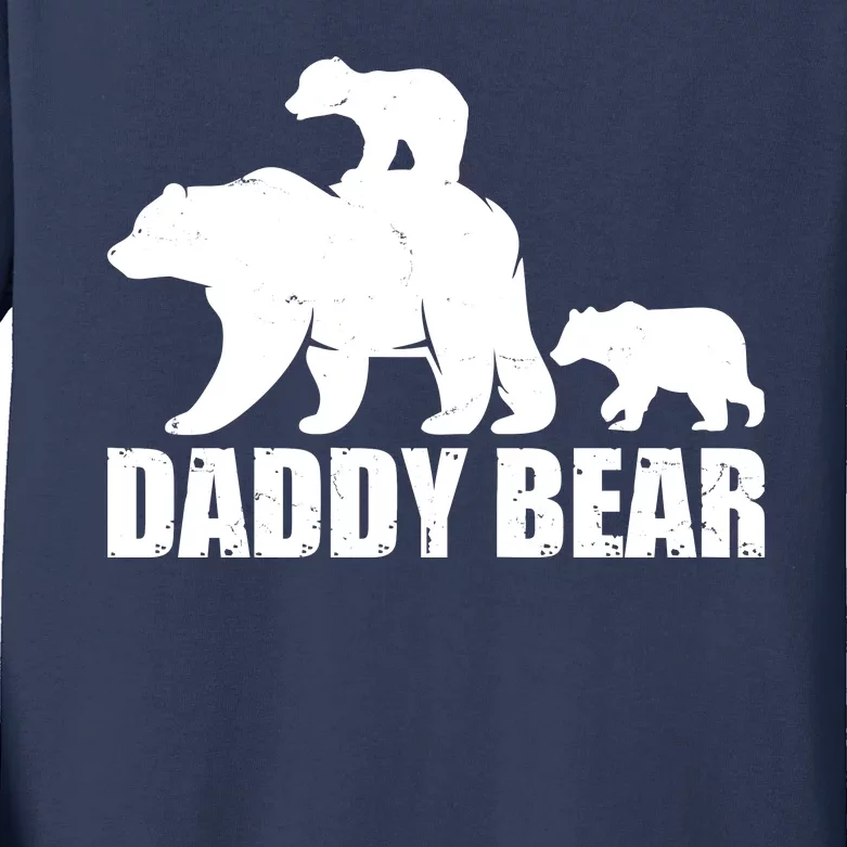 Daddy Bear With Twin Cubs Father's Day Kids Long Sleeve Shirt