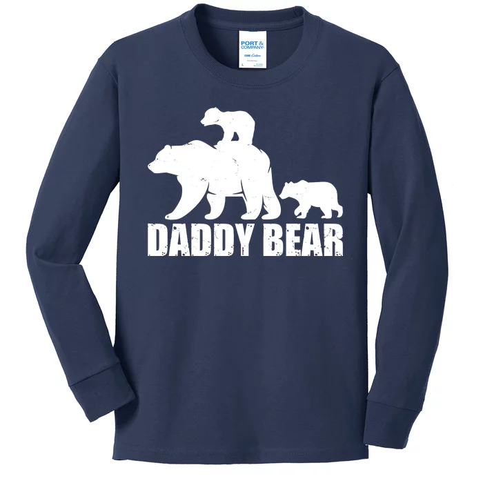 Daddy Bear With Twin Cubs Father's Day Kids Long Sleeve Shirt