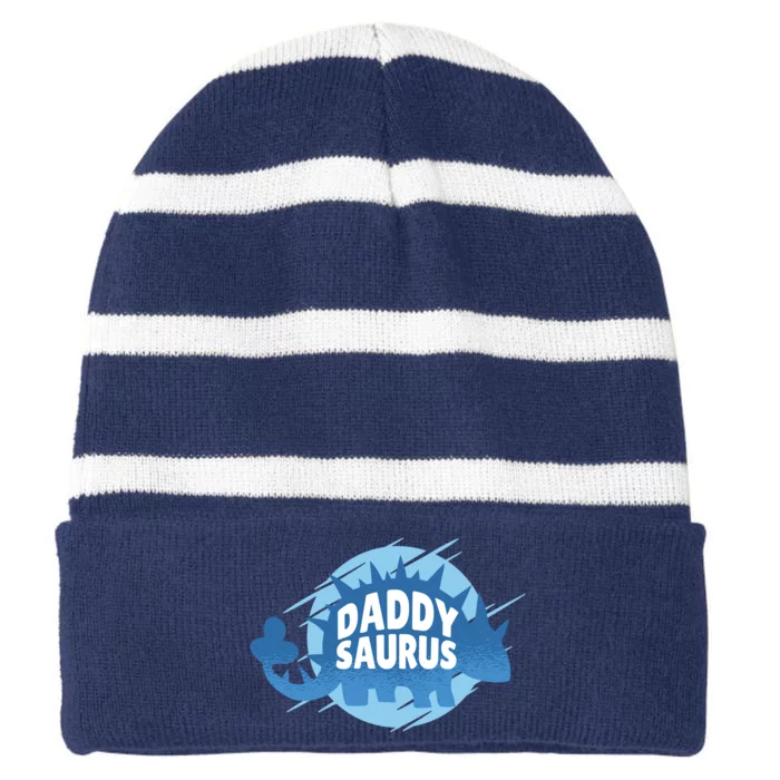 Daddy Saurus Striped Beanie with Solid Band