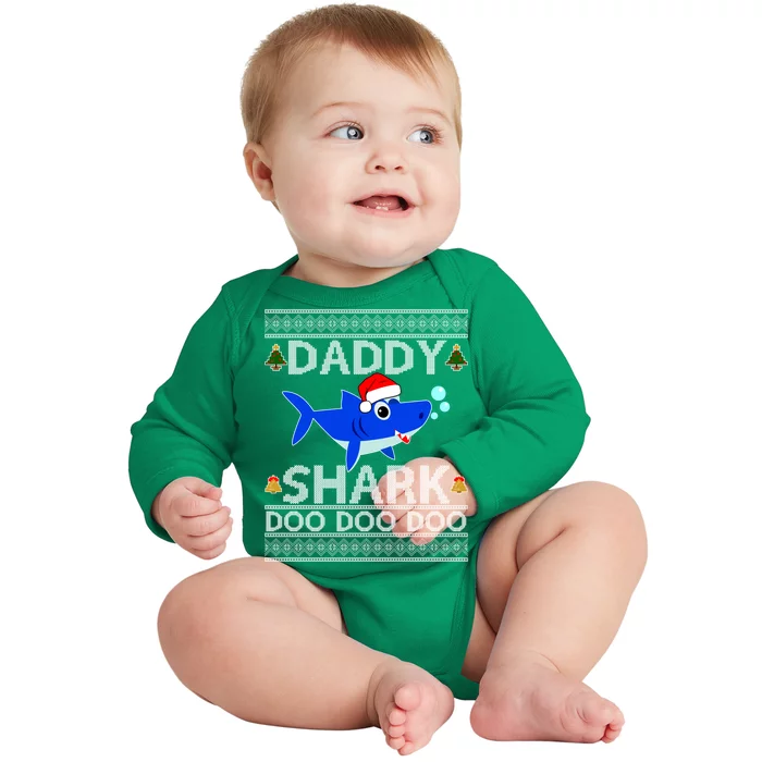 Daddy Shark Doo Doo Cute Ugly Christmas Baby Long Sleeve Bodysuit