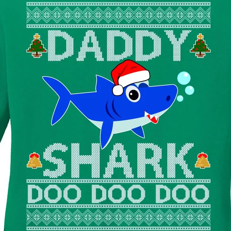 Daddy Shark Doo Doo Cute Ugly Christmas Ladies Long Sleeve Shirt