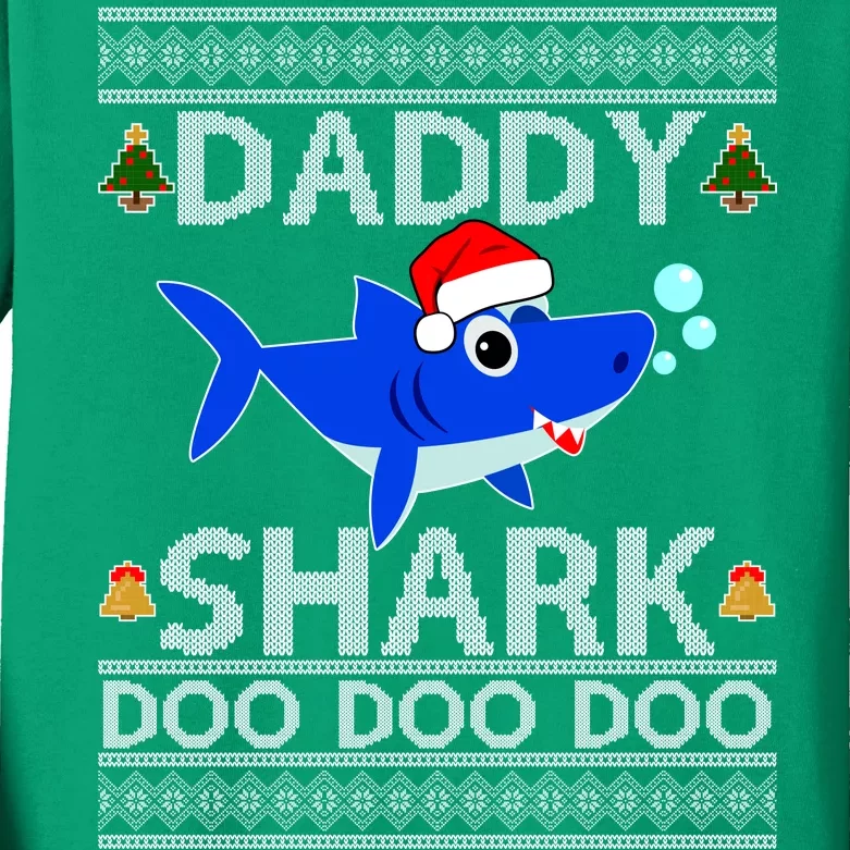 Daddy Shark Doo Doo Cute Ugly Christmas Kids Long Sleeve Shirt