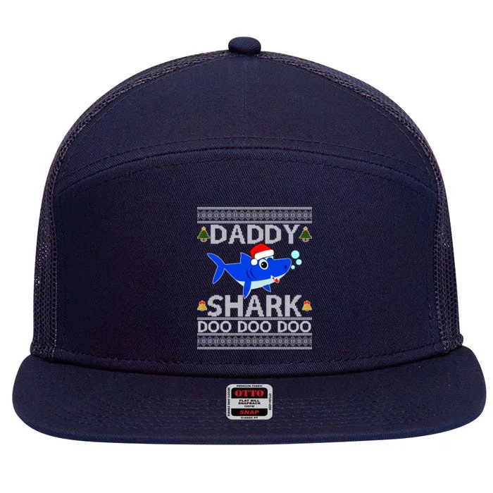 Daddy Shark Doo Doo Cute Ugly Christmas 7 Panel Mesh Trucker Snapback Hat