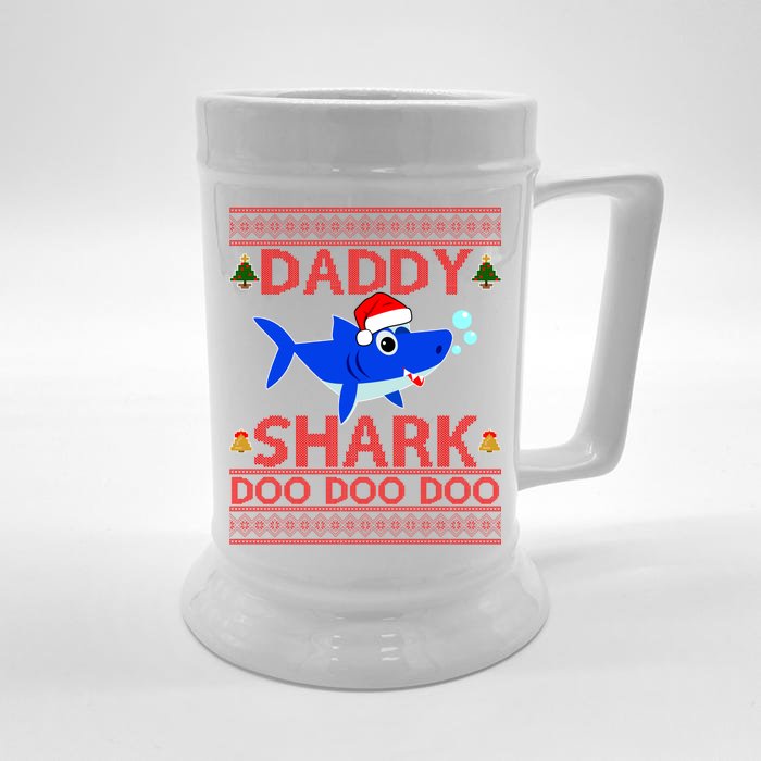 Daddy Shark Doo Doo Cute Ugly Christmas Front & Back Beer Stein