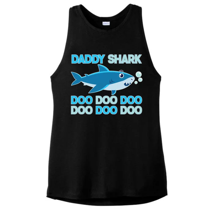 Daddy Shark Doo Doo Doo Funny Ladies Tri-Blend Wicking Tank