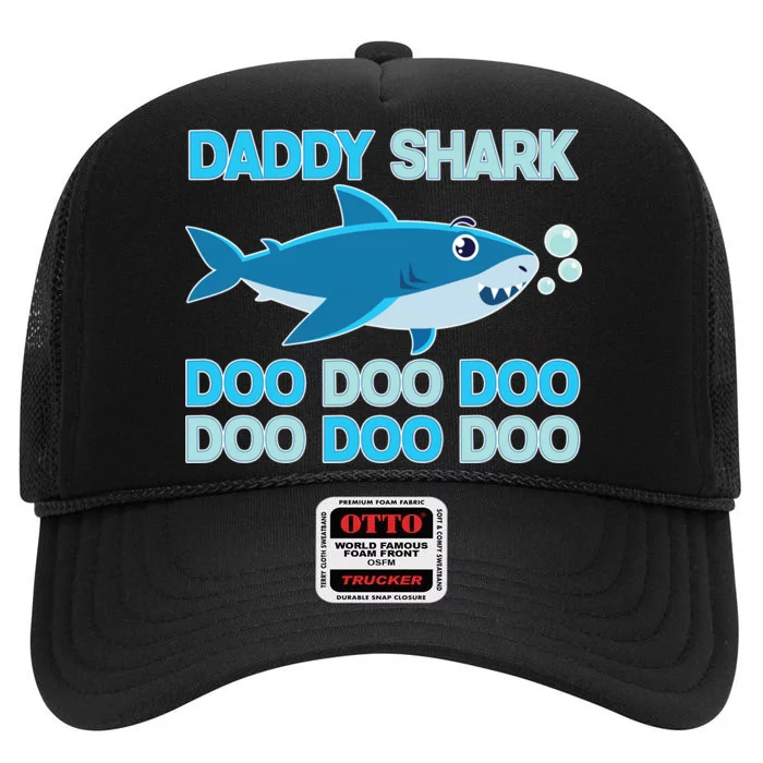 Daddy Shark Doo Doo Doo Funny High Crown Mesh Trucker Hat