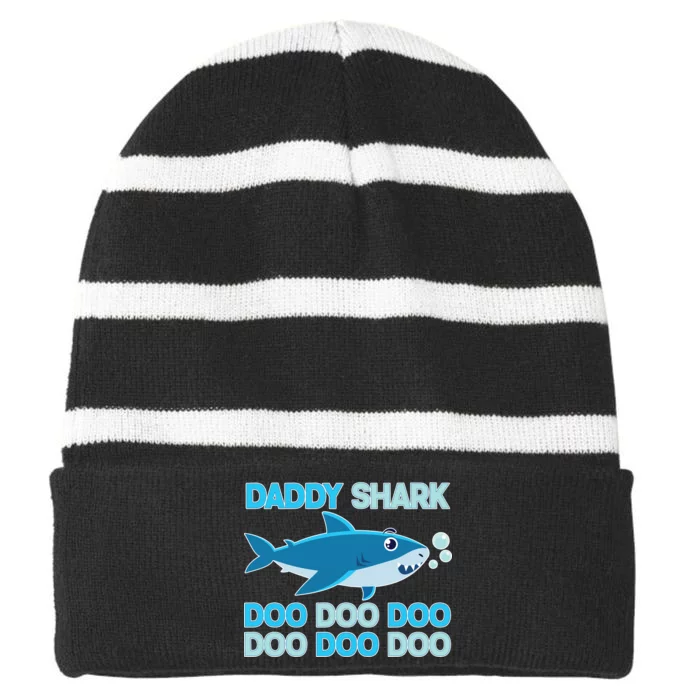 Daddy Shark Doo Doo Doo Funny Striped Beanie with Solid Band