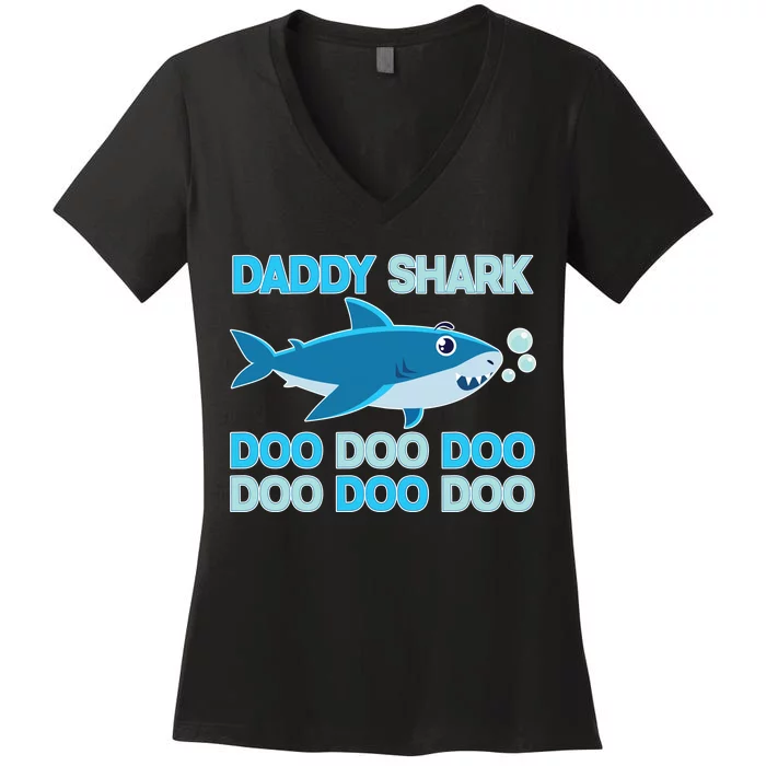 Daddy Shark Doo Doo Doo Funny Women's V-Neck T-Shirt