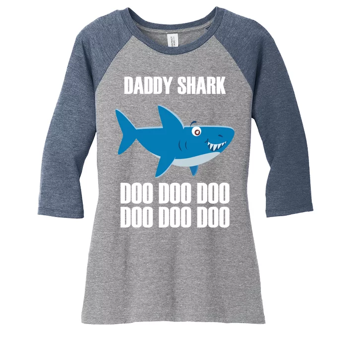 Daddy Shark Funny Cute Women's Tri-Blend 3/4-Sleeve Raglan Shirt