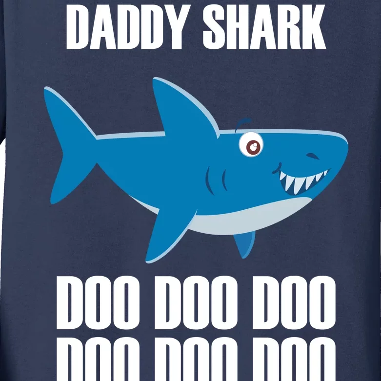 Daddy Shark Funny Cute Kids Long Sleeve Shirt