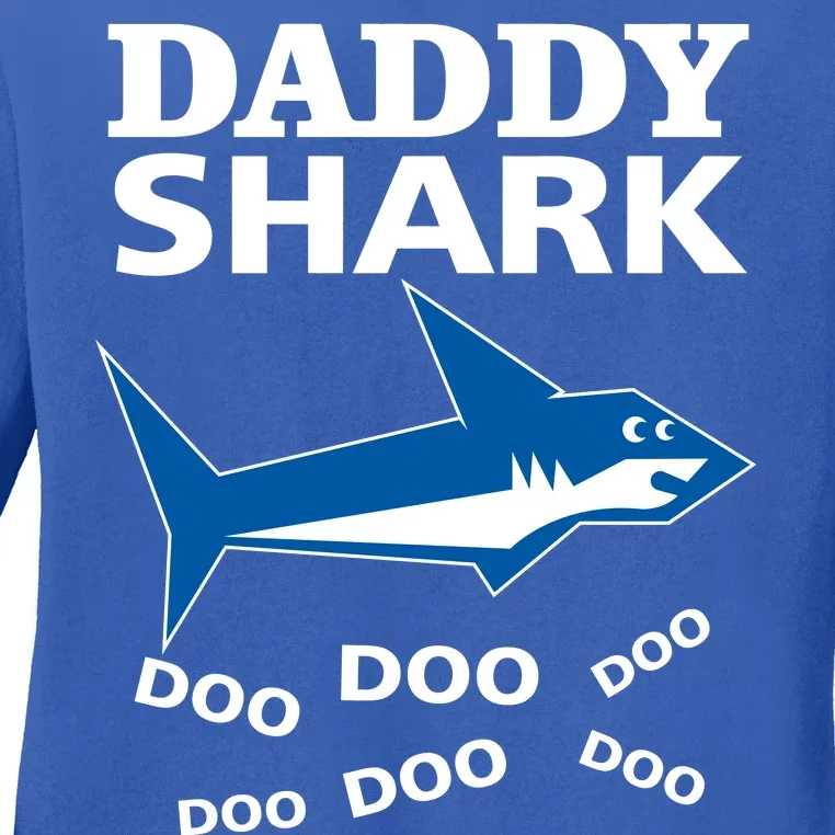 Daddy Shark Funny Dad Ladies Long Sleeve Shirt