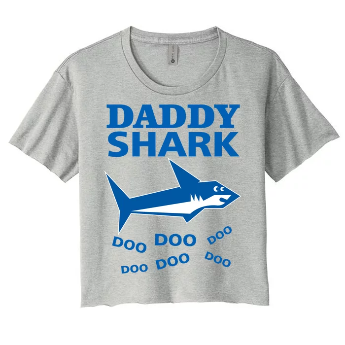 Daddy Shark Funny Dad Women's Crop Top Tee