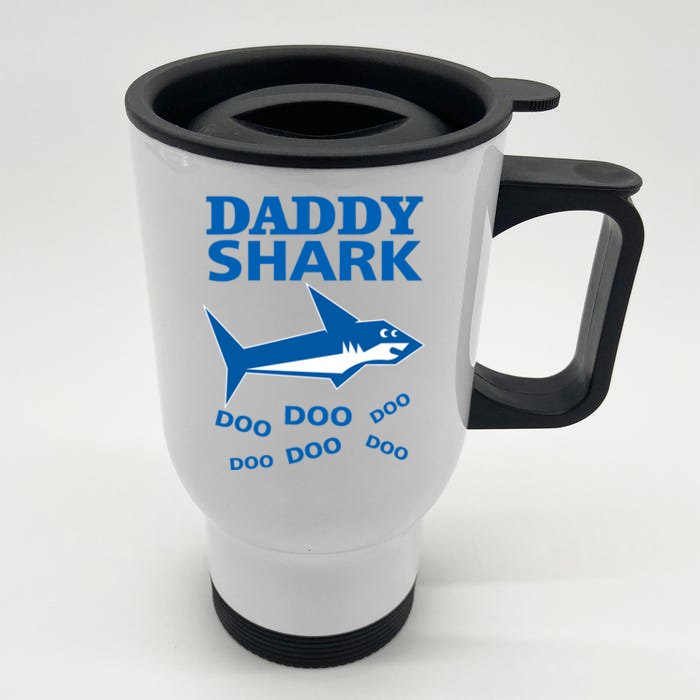 Daddy Shark Funny Dad Front & Back Stainless Steel Travel Mug