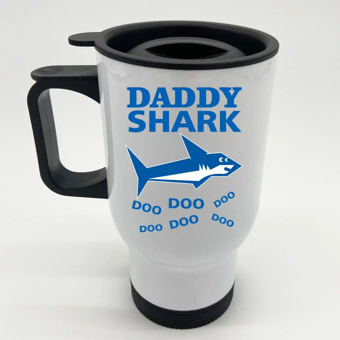 Daddy Shark Funny Dad Front & Back Stainless Steel Travel Mug