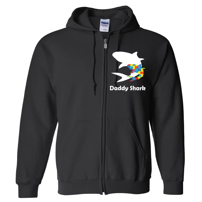 Daddy Shark Puzzles Autism Awareness Full Zip Hoodie