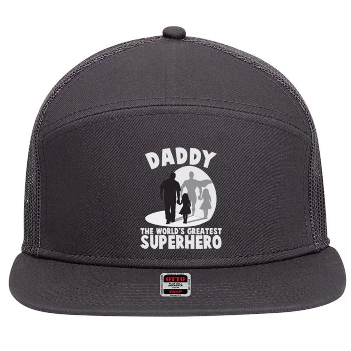 Daddy The World's Greatest Superhero Father's Day 7 Panel Mesh Trucker Snapback Hat