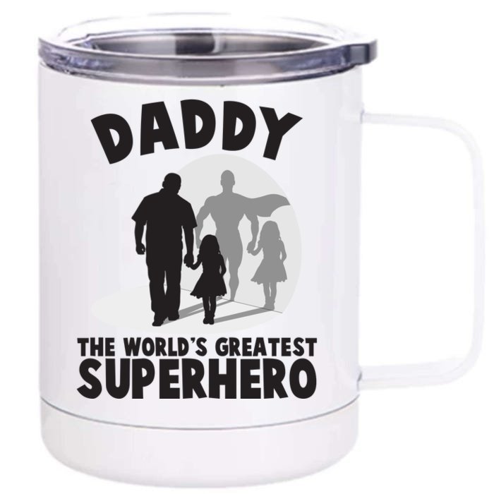 Daddy The World's Greatest Superhero Father's Day Front & Back 12oz Stainless Steel Tumbler Cup