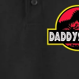 Daddysaurus Funny Daddy Dinosaur Dry Zone Grid Performance Polo