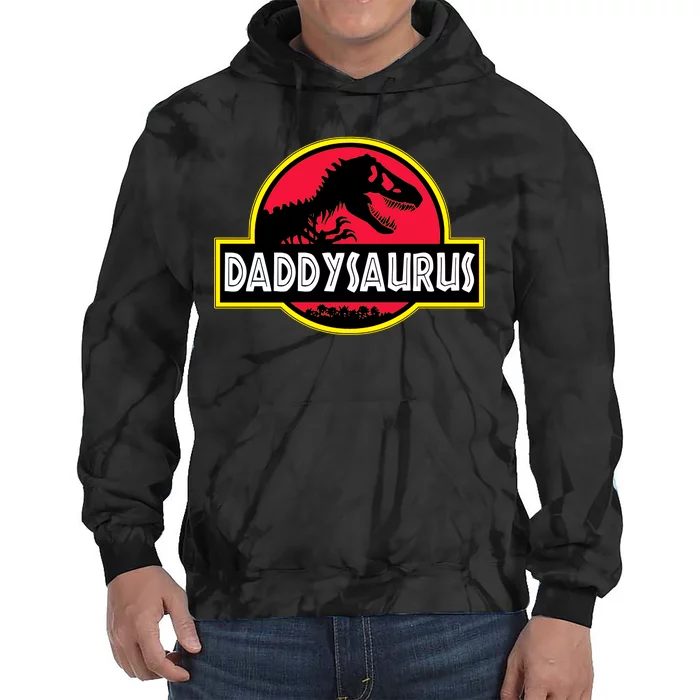 Daddysaurus Funny Daddy Dinosaur Tie Dye Hoodie